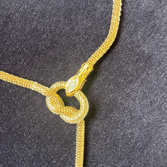 ettika Accessories - ettika Gold Knot Mesh Necklace with Marquise Crystal Accent
